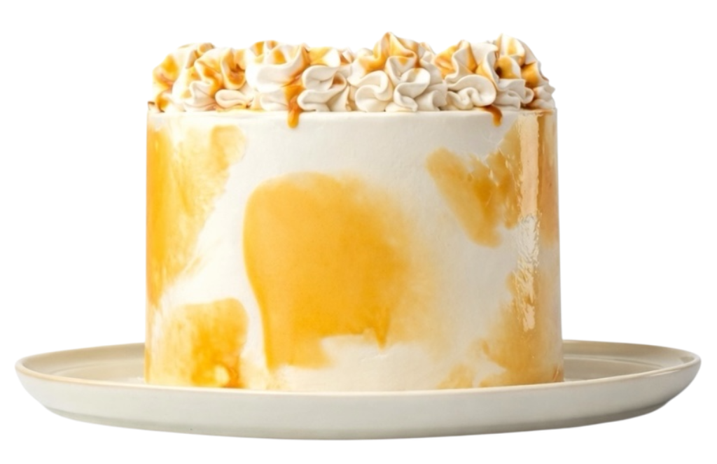 Three layered caramel cake with rich caramel frosting